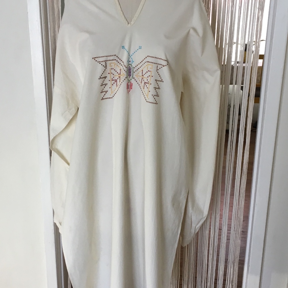 Ethnic Vintage Cream Embroidered Tunic